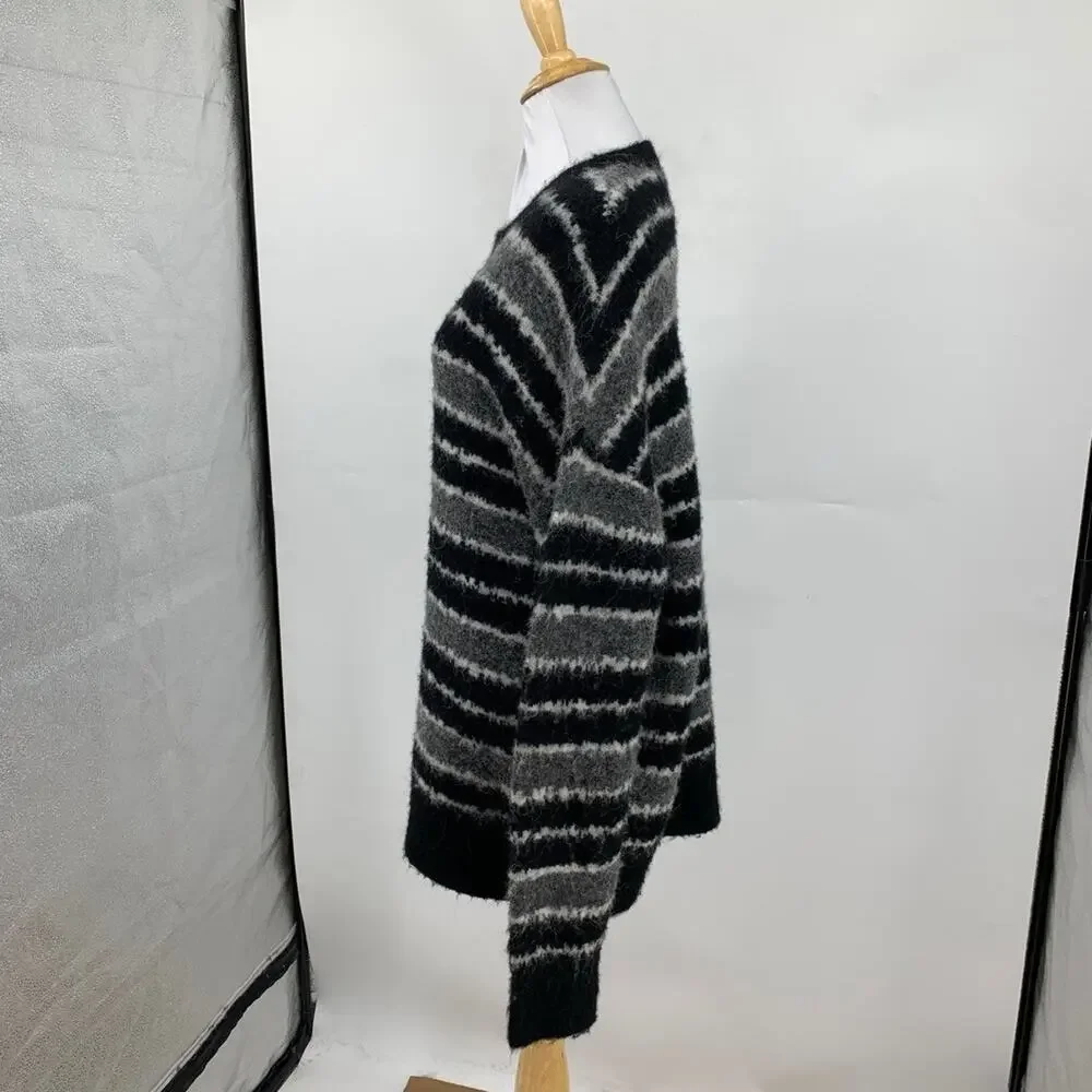 AllSaints Sweater Mens M Medium Oskar Striped Oversized Fit Wool Alpaca Blend
